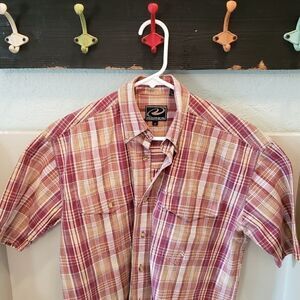 Roper Plaid Western Cowboy Shirt Mens Size Small Red Tan